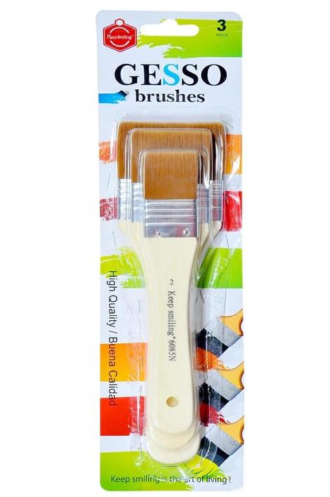 Keep Smiling Professional Gesso Brushes Flat Tip -3pcs - 2,4,6 - No:A6085N