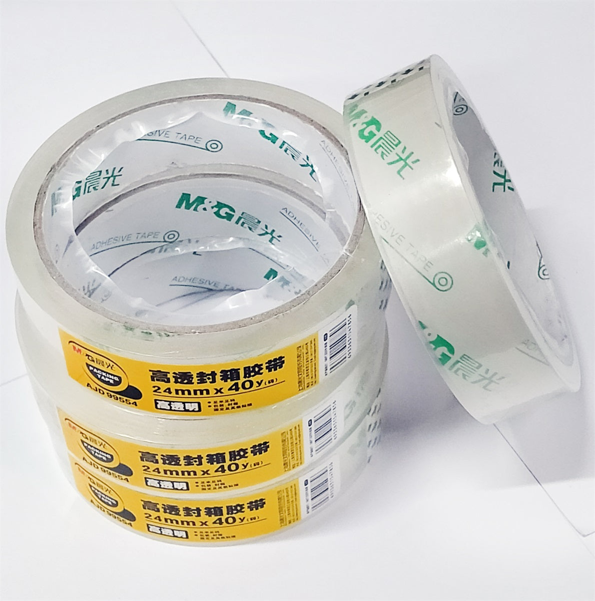 M&G Chenguang Transparent Packing Tape 24mm x 40Y – Clear Adhesive Carton Sealing Tape for Packaging & Shipping - 1pcs - No: AJD99554