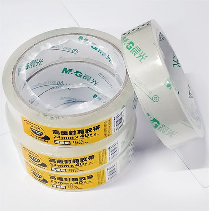 M&G Chenguang Transparent Packing Tape 24mm x 40Y – Clear Adhesive Carton Sealing Tape for Packaging & Shipping - 1pcs - No: AJD99554
