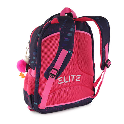 Elite Casual Backpack Big Capacity Backpack fit 15.6 inch Laptop size 19 inch With plush keychain - Geometric pattern of pink