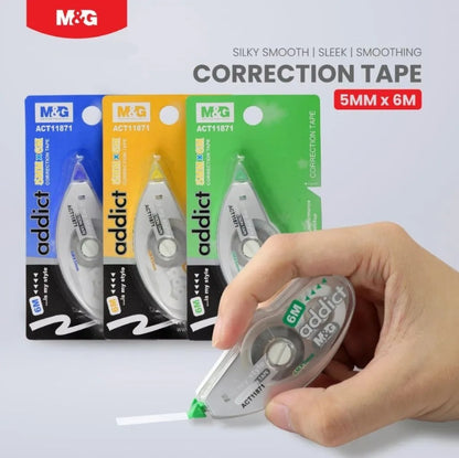 M&G Chenguang Addict Correction Tape,6m x 5mm for Clean and Precise Writing Fixes - No:Act11871