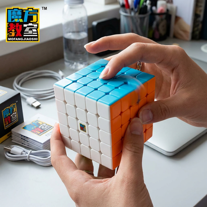 Hands solving the Black Kylin stickerless speed cube