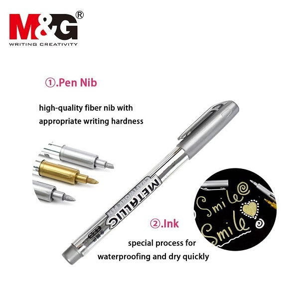 M&G Chenguang Silver Metallic Marker Pen  - 1pcs -  No: AWBY0171