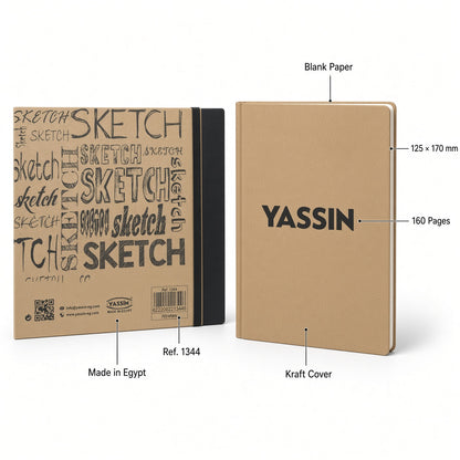 Yassin A6 Creative Sketchbook 160 Pages – Blank Drawing & Sketching Notebook – 125 × 170 mm - No: 1344