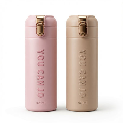 YOU CAN JO Vacuum Insulated Travel Bottle – 420ml Stainless Steel Thermal Flask | Leakproof Coffee & Tea Mug