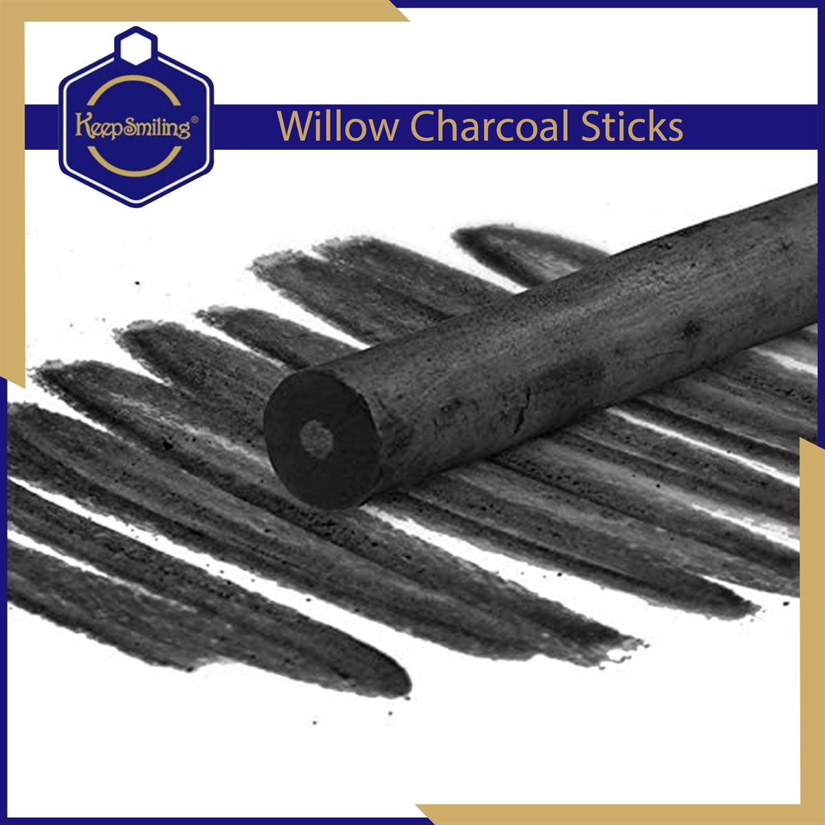 Keep Smiling Pack of Willow Round Charcoal Sticks 10 Pcs - No: E0186