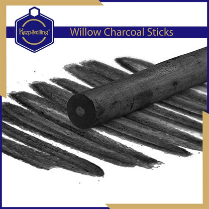Keep Smiling Pack of Willow Round Charcoal Sticks 10 Pcs - No: E0186