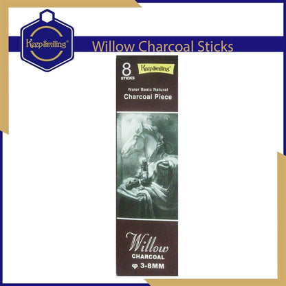 Keep Smiling Pack of Willow Round Charcoal Sticks 10 Pcs - No: E0186