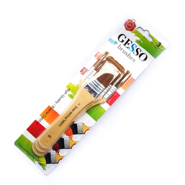 Keep Smiling Professional Gesso Brushes Flat Tip -3pcs - 2,4,6 - No:A6085N