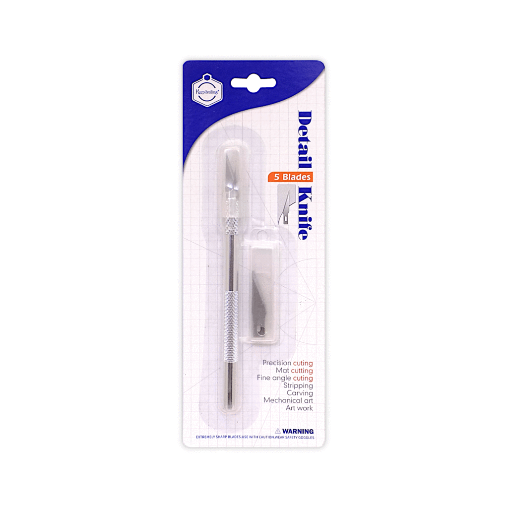 Keep Smiling Metal Detail Pen Knife with 5 Interchangeable Sharp Blades - No:I0078