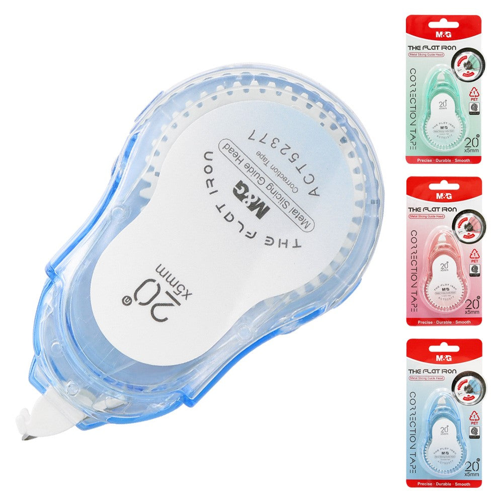 M&G Chenguang The Flat Iron Correction Tape 5mm x 20m – Long-Lasting Correction Tape with Metal Slicing Guide Head - 1pcs - No: ACT52377
