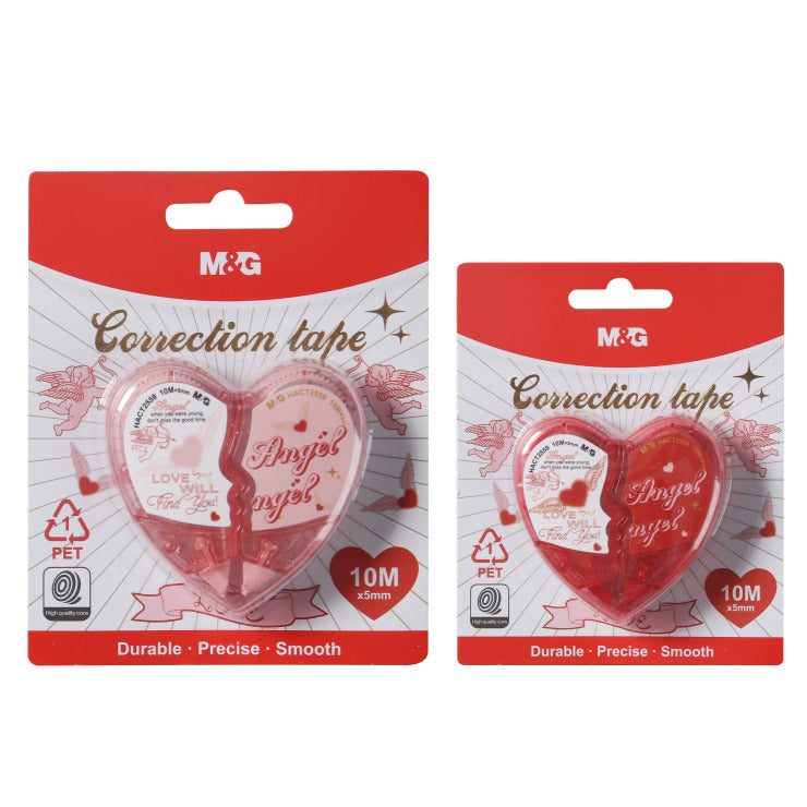 M&G Chenguang Heart Corrector Tape, Smooth Long-Lasting Error Correction, 10m x 5mm - No:ACT2559