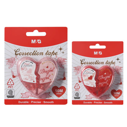 M&G Chenguang Heart Corrector Tape, Smooth Long-Lasting Error Correction, 10m x 5mm - No:ACT2559