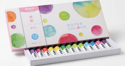 M&G Chenguang Watercolor Tubes, Vibrant Artistic Creations, Non-Toxic, 12 Colors - 12ml - No: APL976F8