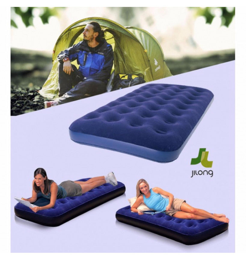 Jilong Flocked Coil Beam Blue Twin Inflatable Mattress 191x99 x22cm - No:20334
