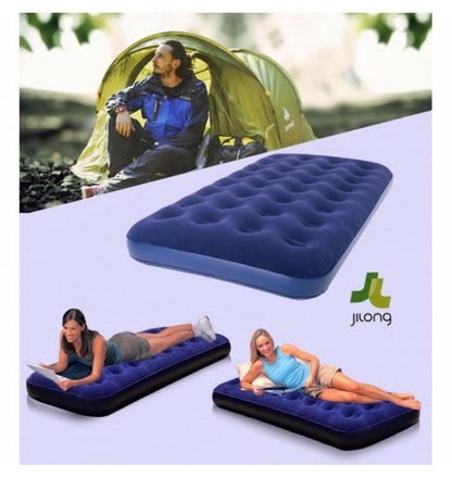 Jilong Flocked Coil Beam Blue Twin Inflatable Mattress 191x99 x22cm - No:20334