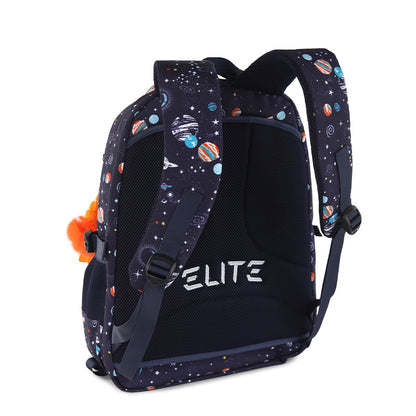 Elite Casual Backpack Big Capacity Backpack fit 15.6 inch Laptop size 19 inch With plush keychain - Dark blue cosmic pattern
