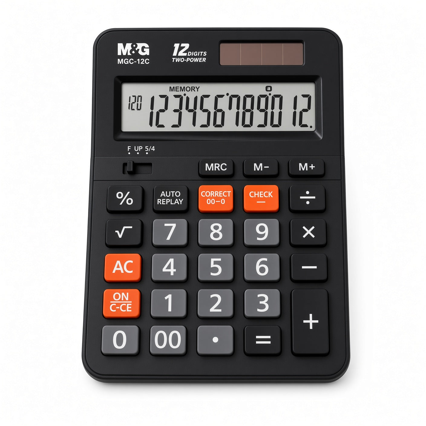 M&G Chenguang MGC-12C 12-Digit Desktop Calculator with Check & Correct Function, Memory Keys, Dual Power and Auto Power Off - 1pcs - No: ADG981J8