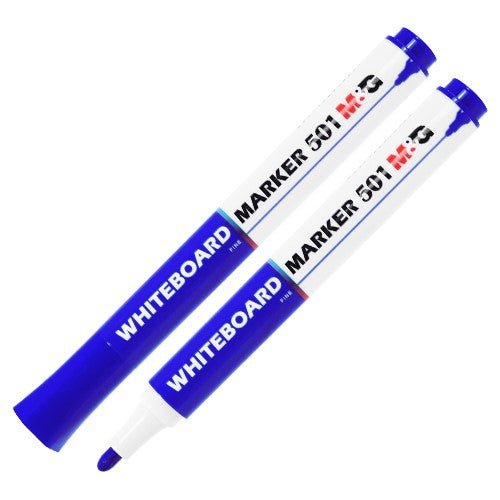 M&G Chenguang Whiteboard Markers Set – 2 Blue Dry Erase Markers | Fine Round Tip | Low Odor | Quick-Drying | Easy to Erase - No: AWMY22R9