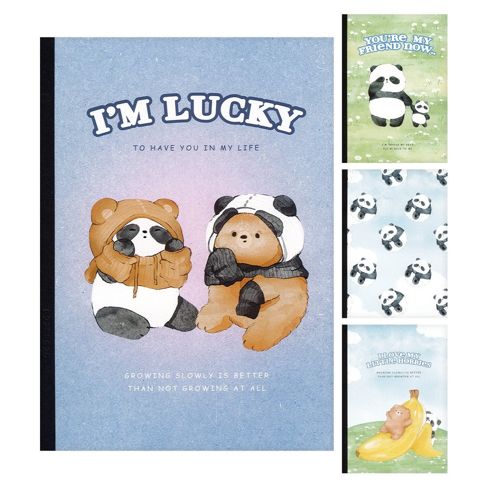 M&G Chenguang A5 Lined Notebook – Bear & Panda Collection, 40 Sheets, 8.5 mm Ruled Pages, 4 Assorted Designs - 1pcs - No: APNBC047