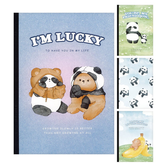 M&G Chenguang A5 Lined Notebook – Bear & Panda Collection, 40 Sheets, 8.5 mm Ruled Pages, 4 Assorted Designs - 1pcs - No: APNBC047