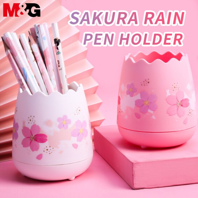 M&G Cherry Blossoms Egg Pen Holder Creative Storage Case - No:ABT98497