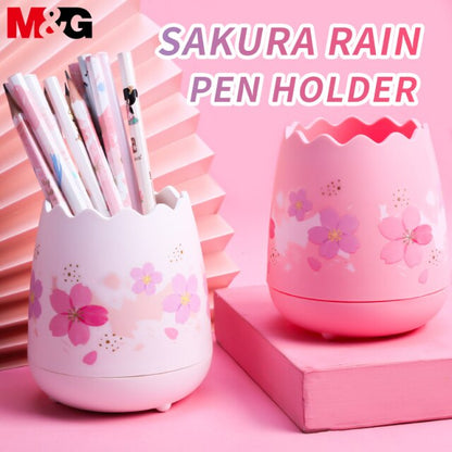 M&G Cherry Blossoms Egg Pen Holder Creative Storage Case - No:ABT98497