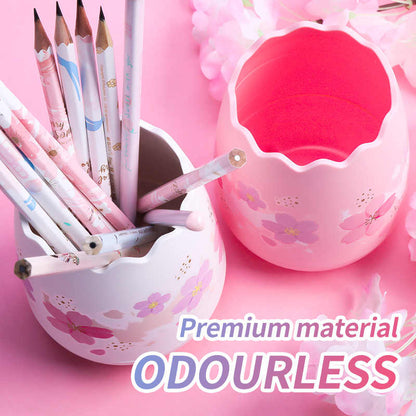 M&G Cherry Blossoms Egg Pen Holder Creative Storage Case - No:ABT98497