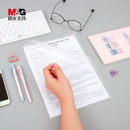M&G Chenguang A4 Transparent File Covers – 10 Pieces, Clear Plastic Document Sleeves for School, Office & Filing - No: ADM95187