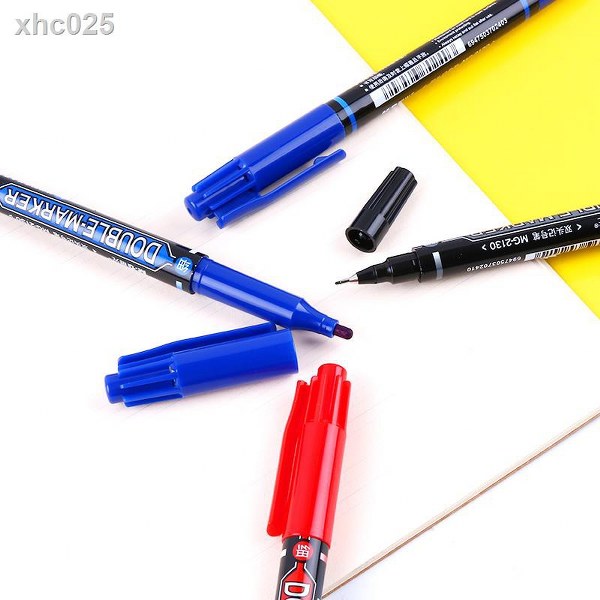 M&G Chenguang Permanent Student Twin Marker - Double Tip Broad and Extra Fine, Waterproof, Quick Drying - Red - No: APMV7471