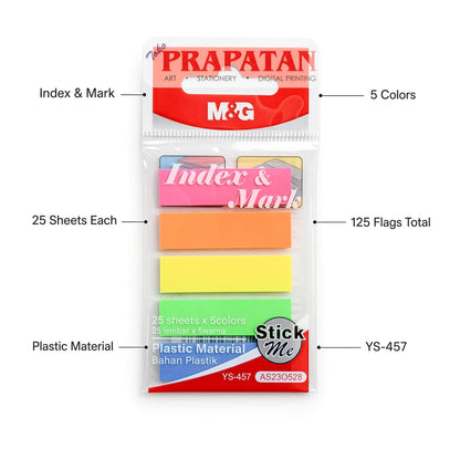 M&G Chenguang Index & Mark Sticky Page Flags – 5 Colors, 25 Sheets Each – Plastic Material – No: YS-457