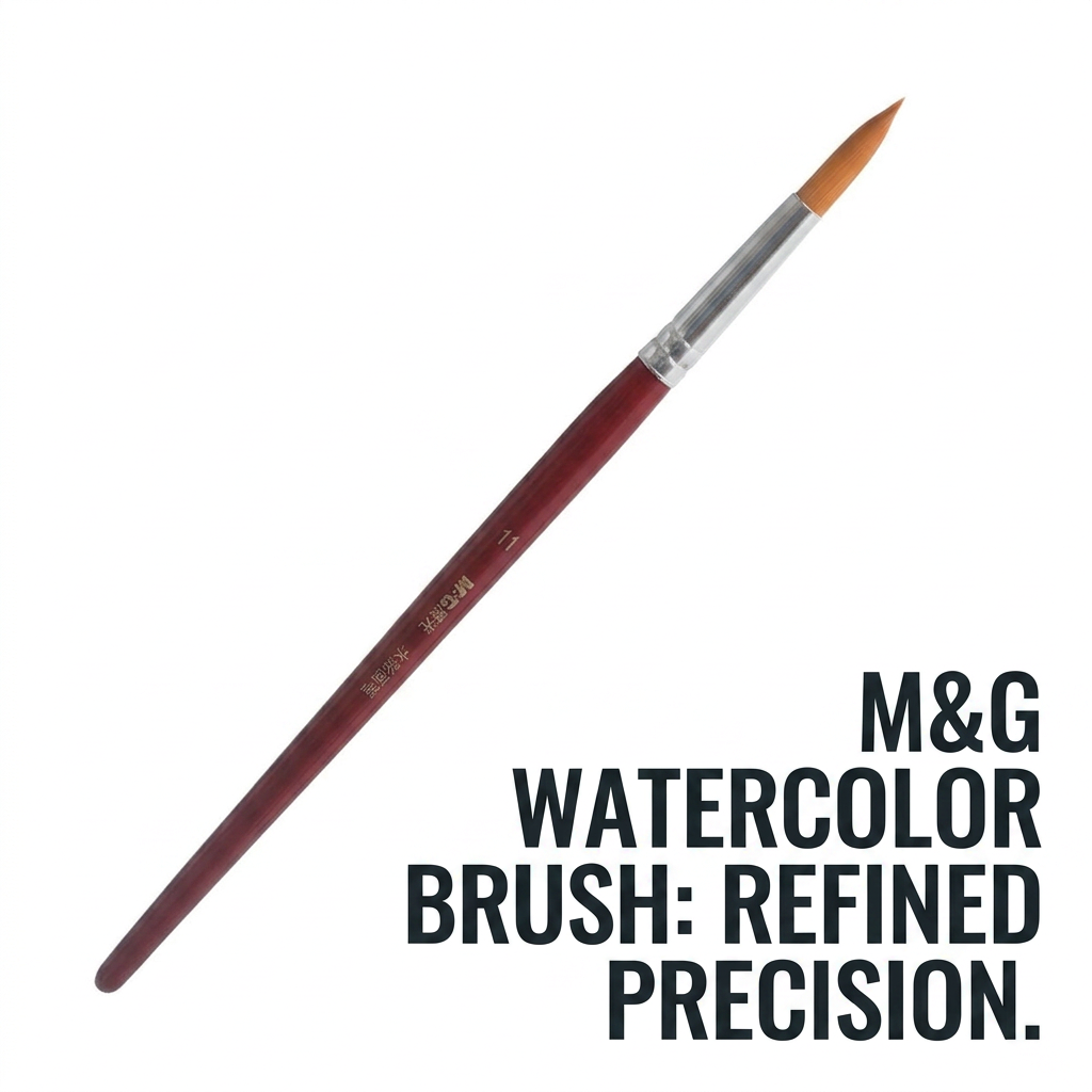 M&G watercolor round brush size 11 studio packshot with size label