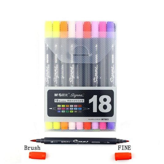 M&G Chenguang Signme Professional Dual Tip Watercolour Brush Markers Art Set, Vibrant Artistic Creations - No:APMW7603