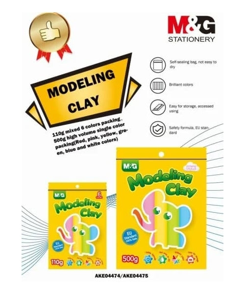 M&G Chenguang Modeling Clay 500g – Single Color Play Dough – Non-Toxic Creative Modeling Clay for Kids - No: AKE04475