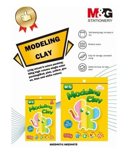 M&G Chenguang Modeling Clay 500g – Single Color Play Dough – Non-Toxic Creative Modeling Clay for Kids - No: AKE04475
