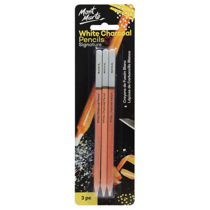 White charcoal pencils-mont marte - 3 pencils