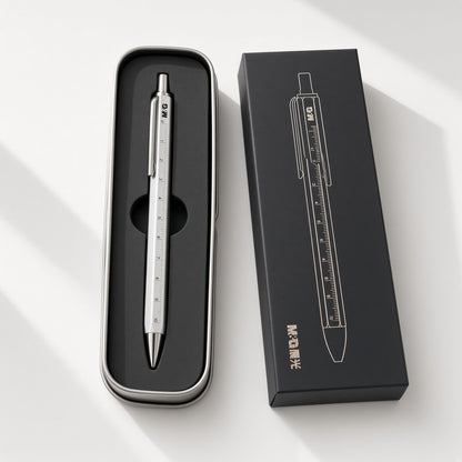 M&G Chenguang 2-in-1 Ballpoint Pen with 10cm Ruler – 0.5mm Fine Tip - No: AGPY3602