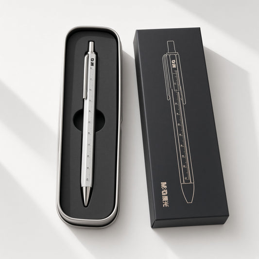 M&G Chenguang 2-in-1 Ballpoint Pen with 10cm Ruler – 0.5mm Fine Tip - No: AGPY3602