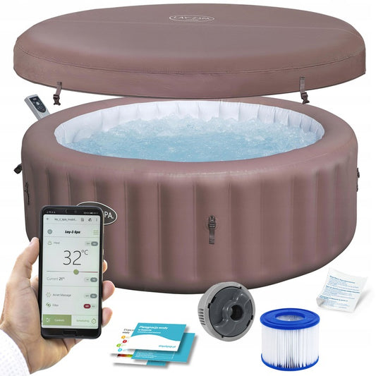 BESTWAY Lay-Z-Spa Hawaii Energy-Efficient Smart AirJet Inflatable Hot Tub with App Control 4-6 Person 1.96 m X 71 cm - No:6001G