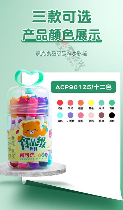 M&G Chenguang food grade easy washable cone head watercolor pen 12color - No:ACP901Z5