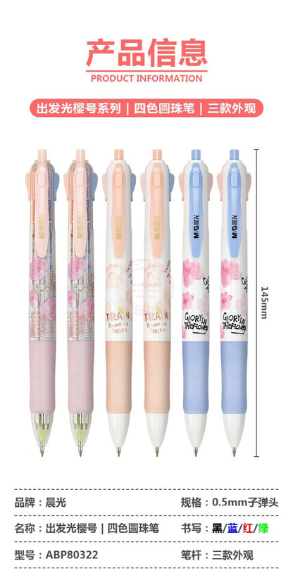 M&G Chenguang Sakura Four Color Ballpoint Pen 0.5 mm - No:ABP80322
