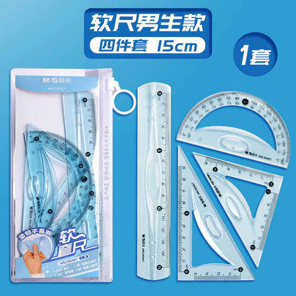 مجموعة مسطرة هندسية ناعمة من إم آند جي تشنغوانغ، ضوء الصباح، 15 سم - رقم المنتج: ARLN0467