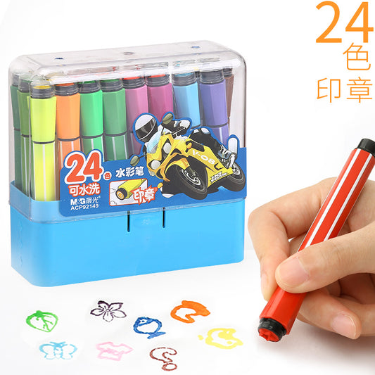M&G Pack watercolor marker with stamp non-toxic- 24pcs - No:92149