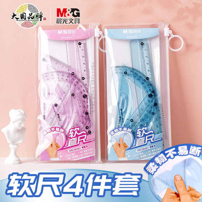 مجموعة مسطرة هندسية ناعمة من إم آند جي تشنغوانغ، ضوء الصباح، 15 سم - رقم المنتج: ARLN0467