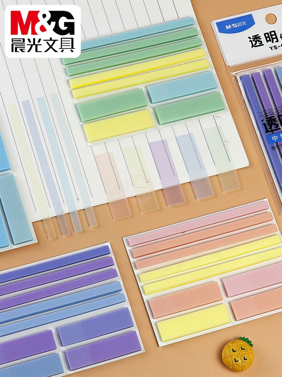 ملصقات شفافة ملونة ممتازة من إم آند جي تشنغوانغ، ورق ملاحظات، فواصل كتب بلاستيكية عملية، 76 × 51 مم - رقم: YS-667