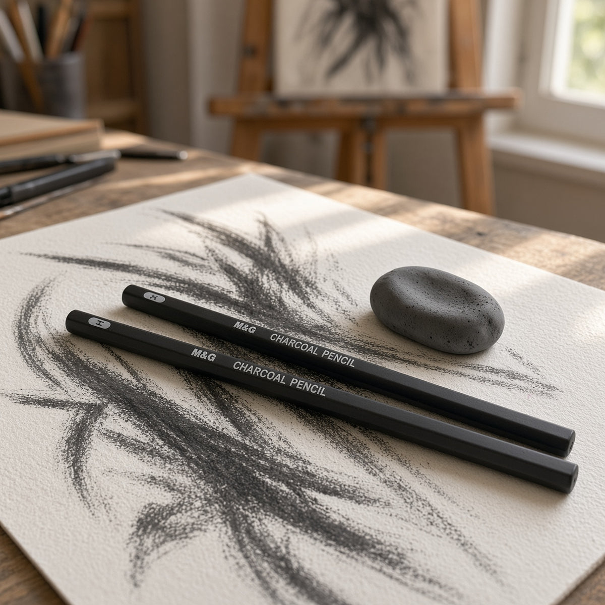 M&G Chenguang  Charcoal Pencils Set – Soft , Medium & Hard Charcoal Drawing Pencils - 1pcs