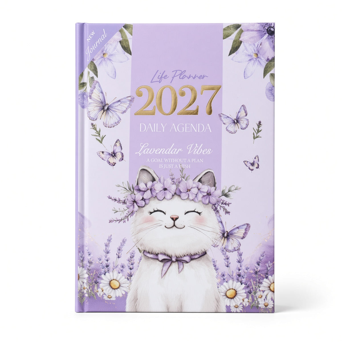 Mofakera Lavender Vibes Hardcover Daily Agenda 2027 – Premium Planner with Gift Card & Bookmark - Size : A5 - Purple (Agenda)