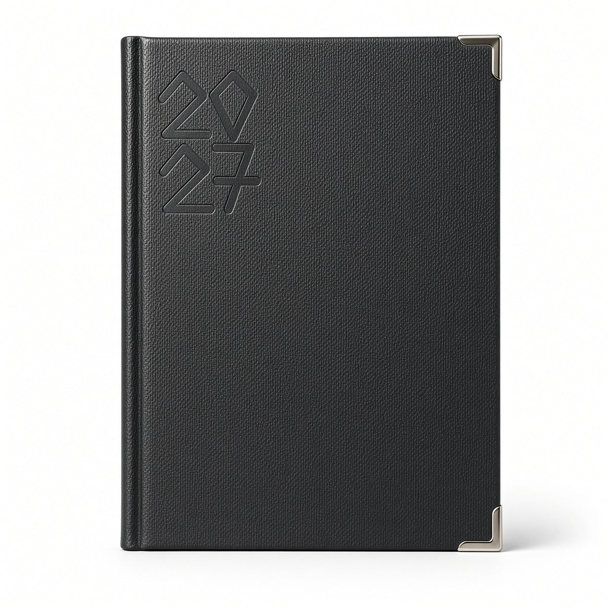 Premium Black Leather 2027 Daily Planner Diary with Paper Holder, Hardcover Notebook, Daily Organizer - 1pcs - Black