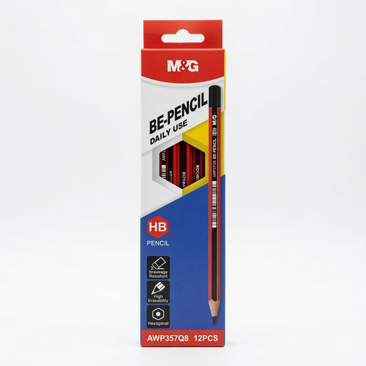 M&G Chenguang BE-PENCIL HB Wooden Pencils – Premium Graphite Pencils, Break-Resistant, High Erasability, Hexagonal Barrel, Pack of 12 - No:AWP357Q8