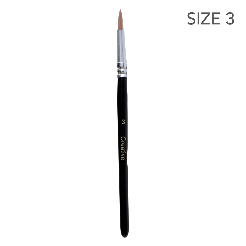 Creative round paint brush size 3 studio packshot with size label